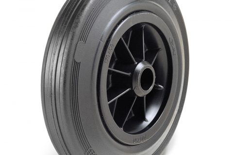 Loose wheels for trolleys.Black rubber with Polyamide and roller bearing