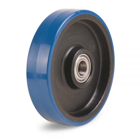 Loose wheels for trolleys.Polyurethane with polyamide rim and roller bearing.