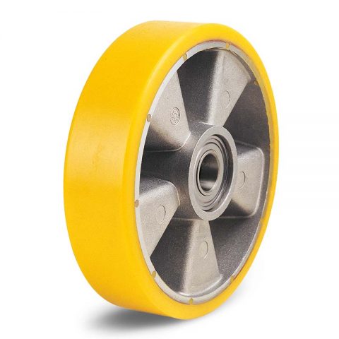 Loose wheels for trolleys.Polyurethane with Aluminium rim and Double ball bearings.