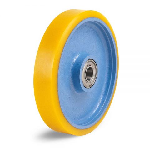 Loose wheels for trolleys.Polyurethane with Cast iron rim and Double ball bearings.