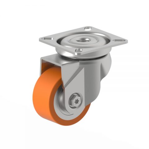 Zinc plated Swivel  castor 50mm for heavy duty,wheel made of Polyurethane,double ball bearings.Top plate fitting