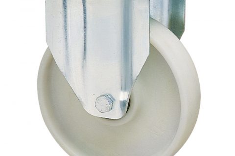 Zinc plated industrial fixed castor for trolleys.Polyamide fiber glass with  and Double ball bearings.Top plate fitting