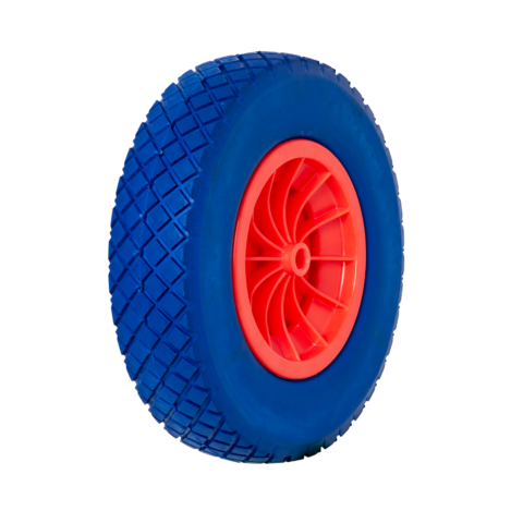 Loose wheels for trolleys 406mm. PU foam filled wheel with plastic rim, plain bearing