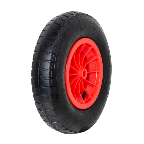 Loose wheels for trolleys.Pneumatic black rubber with Plastic rim and Plain bearing